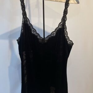 Express Velvety Black Lace Trim Tank Top Large
